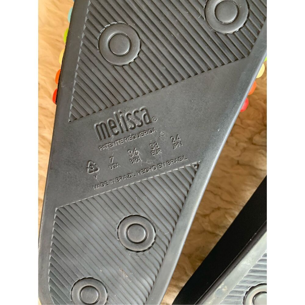 Melissa Rainbow Beach Slide Black Rainbow Size 7 - Picture 9 of 12